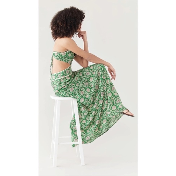 BA&SH Paloma Cut-Out Maxi Dress in Green Print - Picture 3 of 6